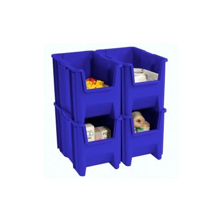 Quantum Storage Systems Hang & Stack Storage Bin, Blue, 4 PK QGH600BL